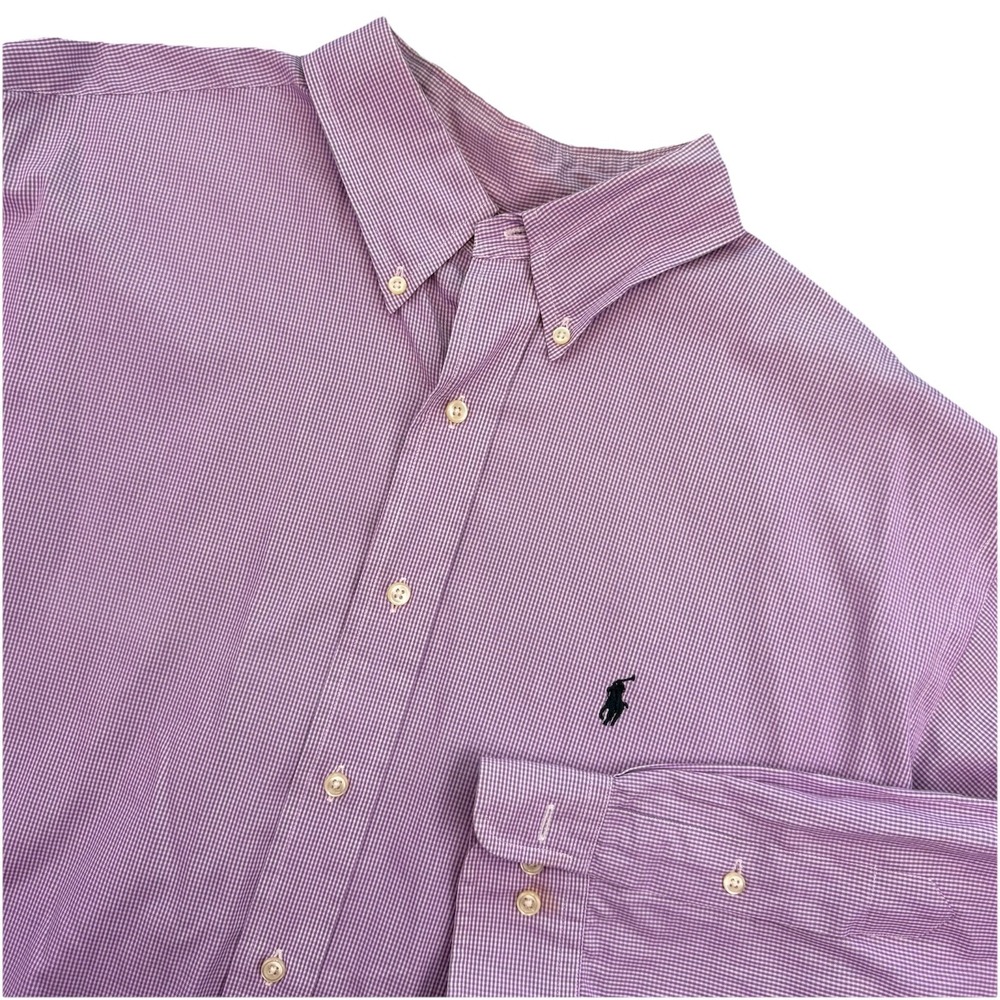 Ralph Lauren Men's 17  34/35‎ Yarmouth Cotton Button Down Shirt XL Purple Pony